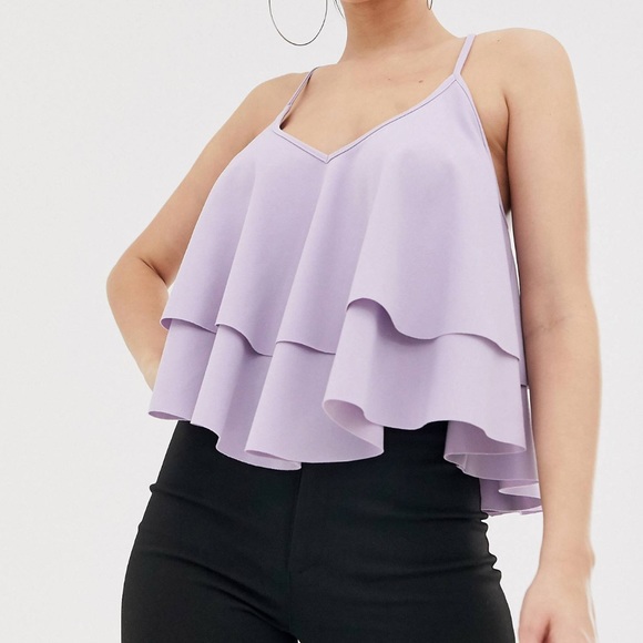 Lavender Ruffle Tank Crop Top - Picture 5 of 6